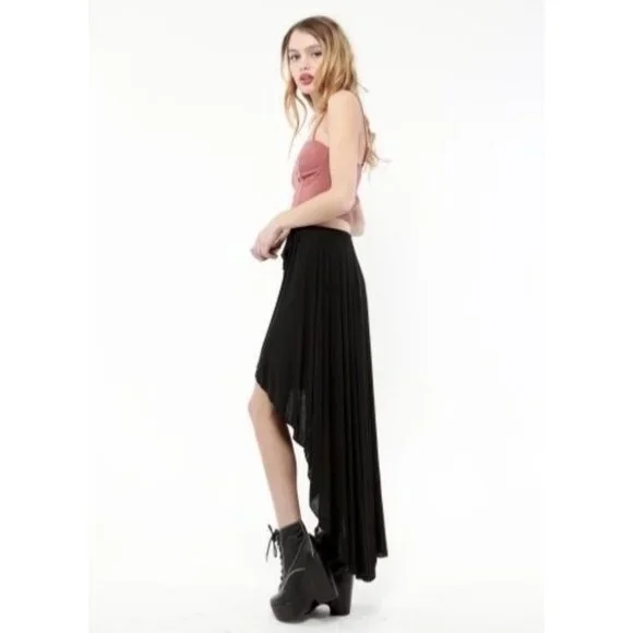 Vintage Y2K Urban Outfitters Black High-Low Maxi Skirt W/ Shorts Whimsygoth Boho - Picture 5 of 12